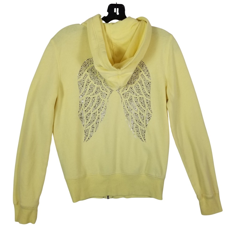 Victorias Secret Supermodel Essentials Yellow Rhinestone Angel Wing Hoodie Sz‎ M